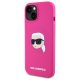 Karl Lagerfeld Silicone Karl Head Print MagSafe Case for iPhone 15, Fuchsia