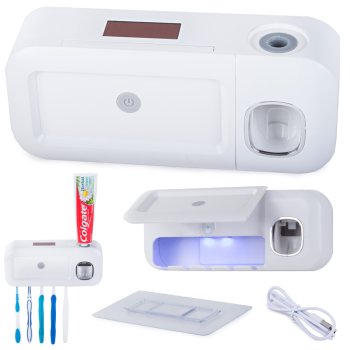 Zobu Birstes Organizators UV Sterilizators Zobu Pastas Dozators | Toothbrush Organiser Steriliser Toothpaste Dispenser