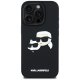 Karl Lagerfeld HC 3D Gumijas Double Heads iPhone 16 Pro Max vāciņš - Melns | Rubber Case Black