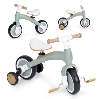 ECOTOYS 3 in 1 bērnu balansa velosipēds ar pedāļiem, zaļš