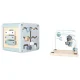 Wooden Educational Activity Cube 5-in-1 with Motor Loop and Sorter, Blue