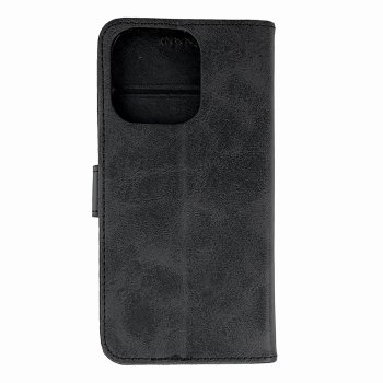 Ādas grāmatas tipa maciņš iPhone 16 Pro Max - melns | Leather Book Phone Case Cover Black