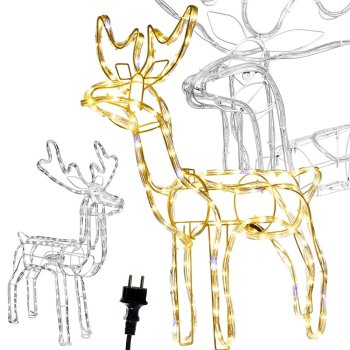 Liels LED spīdošs brieža dekors ar kustīgu galvu, 216 LED, dārzam