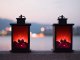 Decorative LED lantern with moving flame - battery-operated ambient light, black