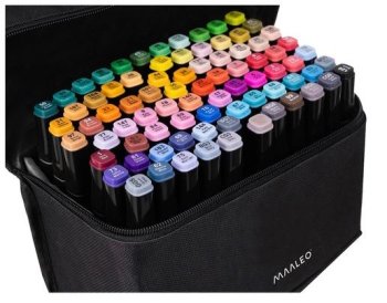 Double-sided alcohol markers in case 80