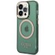 Guess iPhone 14 Pro Max Case Gold Outline Translucent MagSafe, Green