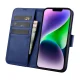 Кожаный чехол-книжка iCarer 2в1 для iPhone 14 Plus с защитой RFID, синий