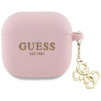 Чехол для наушников Guess Apple AirPods 4 Silicone 4G Charm, розовый