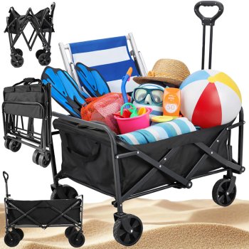 Collapsible Utility Wagon for Camping and Beach, 80L, Black