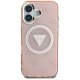 Чехол Guess IML Metal Glitter 4G MagSafe для iPhone 16, Розовый
