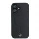 Mercedes iPhone 16 Case Plain Smooth Leather MagSafe, Black