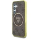 Чехол Guess 4G Glitter Triangle Buttons MagSafe для Samsung Galaxy S25, Коричневый