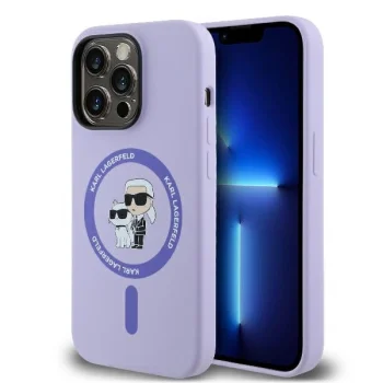 Apple iPhone 14 Pro Max 6.7'' Karl Lagerfeld Silicone Karl&Choupette Heads Ring MagSafe Cover Case, Purple | Чехол...