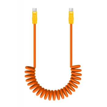 Newell USB-C to USB-C 100W Cable, 1.5 m, Spiral, Orange-Yellow