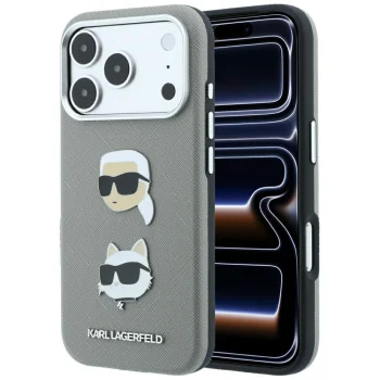 Чехол Karl Lagerfeld для iPhone 18 Pro / 17 Pro Saffiano Pins & Logo, серый