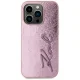 Чехол Karl Lagerfeld для iPhone 15 Pro Max Wrinkled Metal Signature, розовый