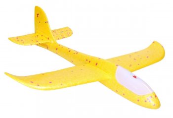 Bērnu rotaļu putuplasta lidmašīna planieris 2 LED diodes 48x47cm, Dzeltens | Toy Foam Airplane