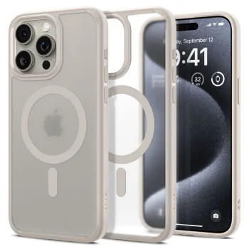 Spigen Ultra Hybrid Mag futrālis ar MagSafe magnētisko drošinātāju iPhone 15 Pro Max - Matēts, dabīgs titāna...