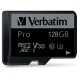 Карта памяти Verbatim Pro microSDXC 128GB UHS-I U3 Class 10 с адаптером