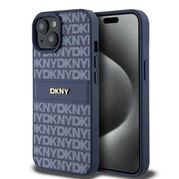 Чехол Dkny для iPhone 15 / 14 / 13 Mono Stripe & Metal Logo, синий