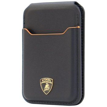 Lamborghini D1 Genuine Leather MagSafe Wallet - Black/Orange