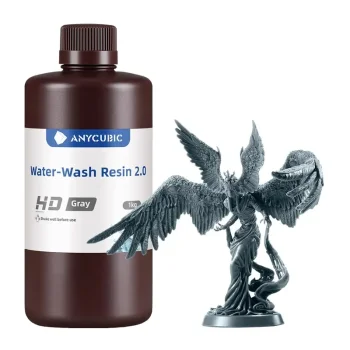 ANYCUBIC Water-Wash Resin 2.0 3D Printer Photopolymer Resin, 1 kg, Gray