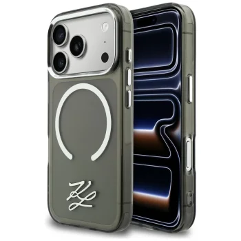 Чехол Karl Lagerfeld IML KL Script Logo MagSafe для iPhone 17 Pro, черный