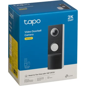 Tapo D235 viedais video durvju zvans, 2K 5MP, Balts/Melns