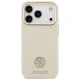 Чехол Guess для iPhone 17 Pro Grained Strass Logo MagSafe, бежевый