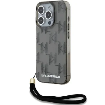Чехол Karl Lagerfeld для iPhone 15 Pro IML Mono KL Pattern & Cord, черный