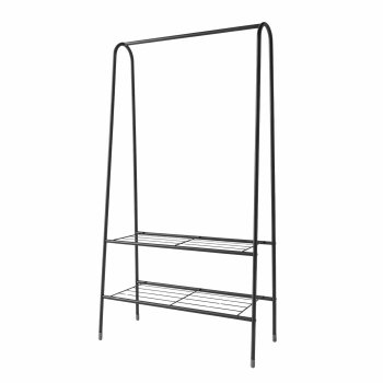 Drēbju statīvs ar plauktiem metāla, 154 cm