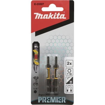 Биты Makita Impact Premier T10, 50 мм, 1/4", 2 шт., E-03327