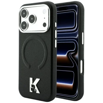 Чехол Karl Lagerfeld для iPhone 18 Pro / 17 Pro Grained Embossed Ring & Kameo MagSafe, черный
