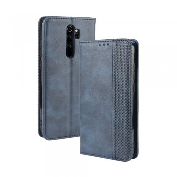 Xiaomi Redmi Note 8 Pro Vintage Style Magnetic Leather Wallet Case Cover, Blue | Telefona Vāciņš Maciņš Apvalks...