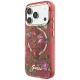 Чехол Guess IML Glitter Blossom Roses для iPhone 17/18 Pro Max, MagSafe, бордовый