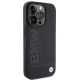BMW iPhone 15 Pro Max vāciņš Leather Hot Stamp, melns