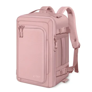 Tech-Protect Defender S50 mugursoma Ryanair un Wizzar, 20 l, klēpjdatoram — rozā
