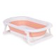 ECOTOYS Foldable Baby Bathtub with Temperature Sensor Drain Plug, Pink