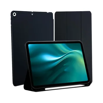 Etteri atverams vāciņš Apple iPad 7 2019 / 8 2020 / 9 2021 10.2'' ar statīvu, melns