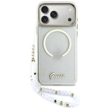 Guess IML Glitters Script Strap MagSafe vāciņš ar MagSafe iPhone 17 Pro Max tālrunim – caurspīdīgs | Phone Case...