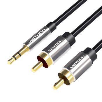 Audio Kabelis 2xRCA uz 3.5mm Vention BCFBD 0.5m Melns