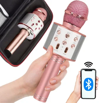Беспроводной Bluetooth караоке микрофон с колонкой и чехлом