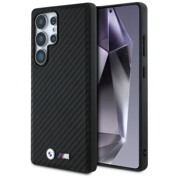 BMW Leather Carbon MagSafe vāciņš Samsung Galaxy S25 Ultra - Melns