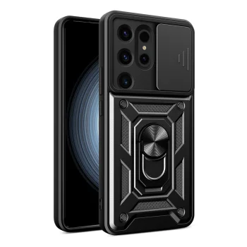 Samsung Galaxy S24 Ultra (SM-S928) Armor Guard TPU Hybrid Camshield Case Cover, Black