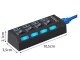 USB centrmezgls 4x USB 3.0 ar slēdžiem, melns
