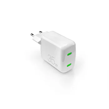 Puro MiniPro 35W GaN 2xUSB-C tīkla lādētājs, balts