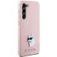 Samsung Galaxy S23 (SM-S911) Karl Lagerfeld Silicone Choupette Metal Pin Case Cover, Pink