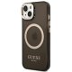 Guess iPhone 14 Case Gold Outline Translucent MagSafe Black/Gold
