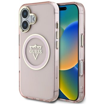 Guess IML Metal Mountain Logo MagSafe vāciņš Apple iPhone 16 - Rozā