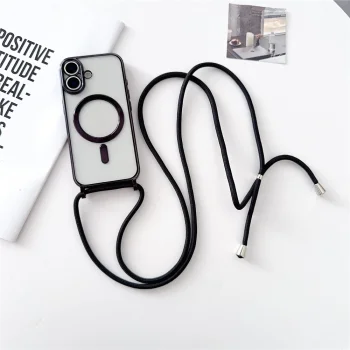 iPhone 17 Case with Crossbody Strap and MagSafe - Black